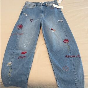 DRIFTWOOD Blue Jeans with Colorful Embroidery